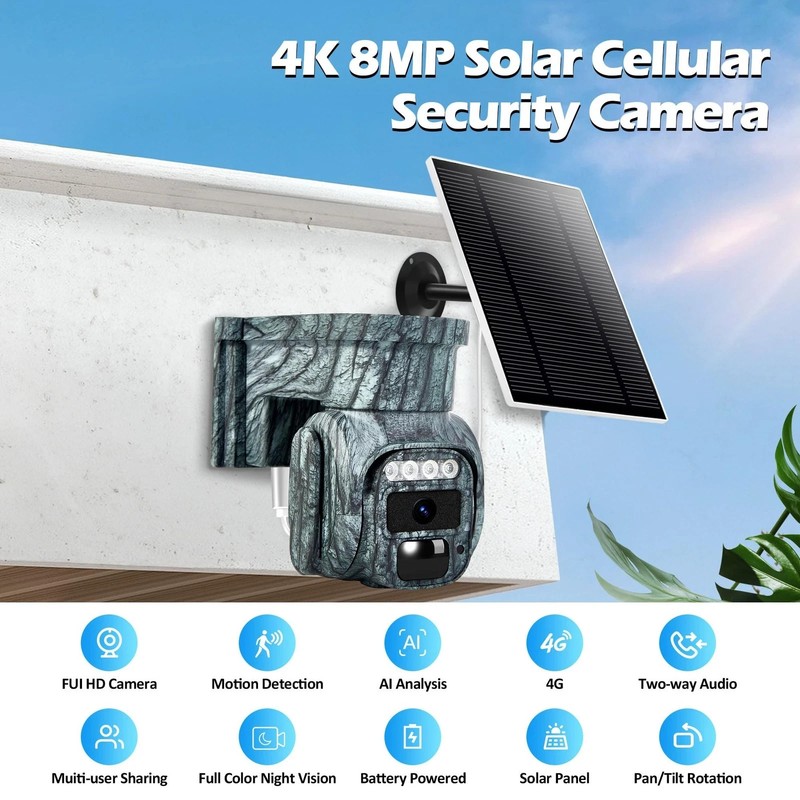 4G LTE Cellular Security Camera No WiFi Solar Outdoor Night Vision With SIM Card gallery