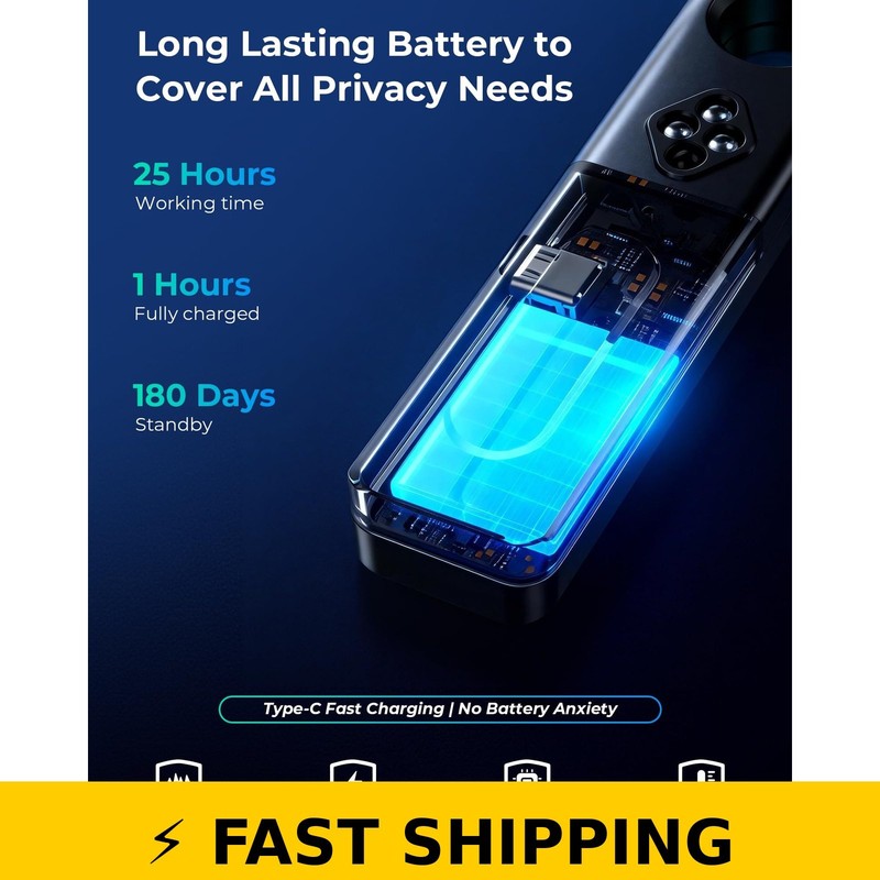 Apeemu Anti-Spy Camera Finder with LED Screen & Rechargeable Bug Detector gallery