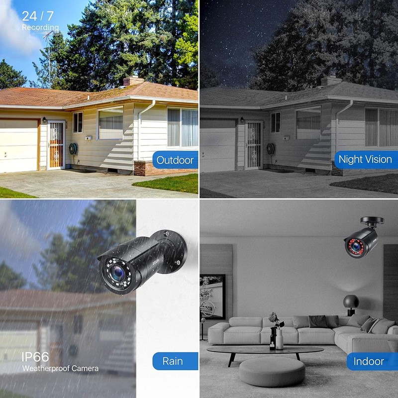4 Camaras De Seguridad Wifi Exterior 1080P Inalambrica Con Vision Nocturna Video gallery