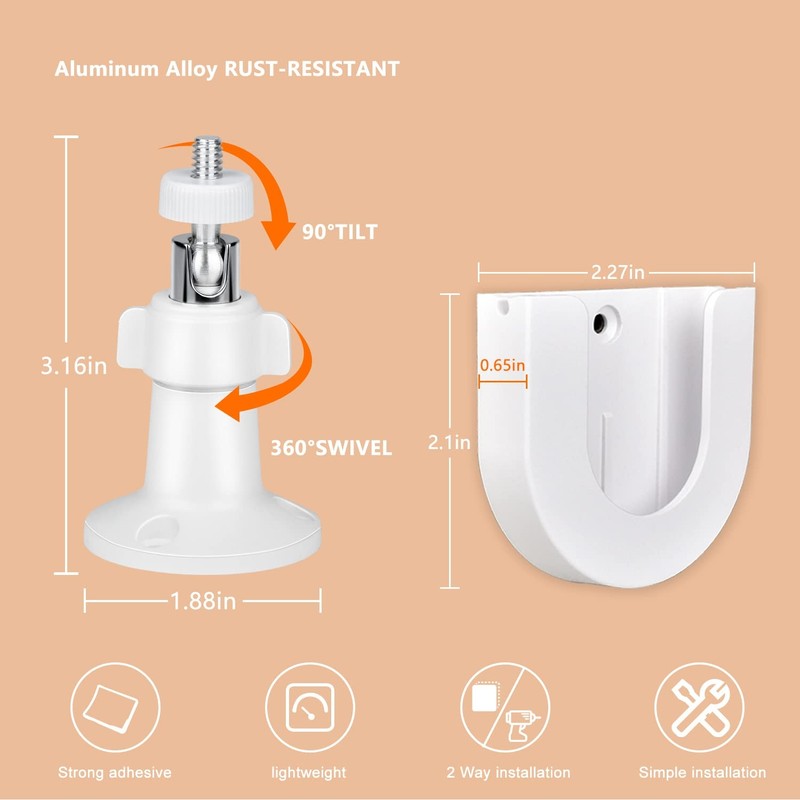 2pack Strong Adhesive Wall Mount +Adjustable Indoor/Outdoor Security Wall Mou... gallery