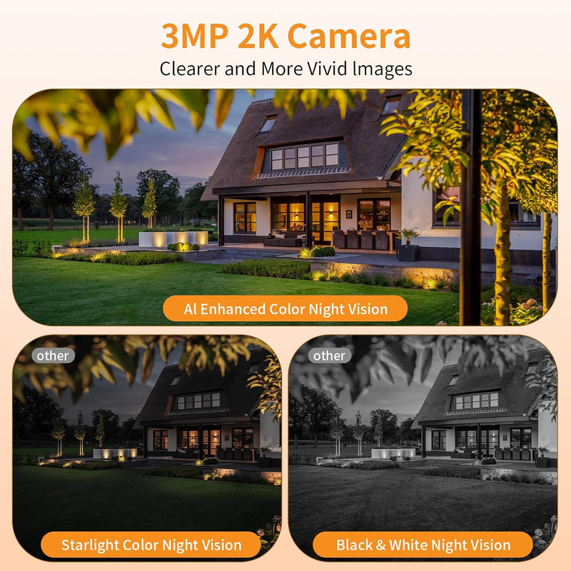 3MP 2K Window Camera, 2.4Ghz & 5Ghz Wifi Indoor Outdoor Camera for Home Security gallery
