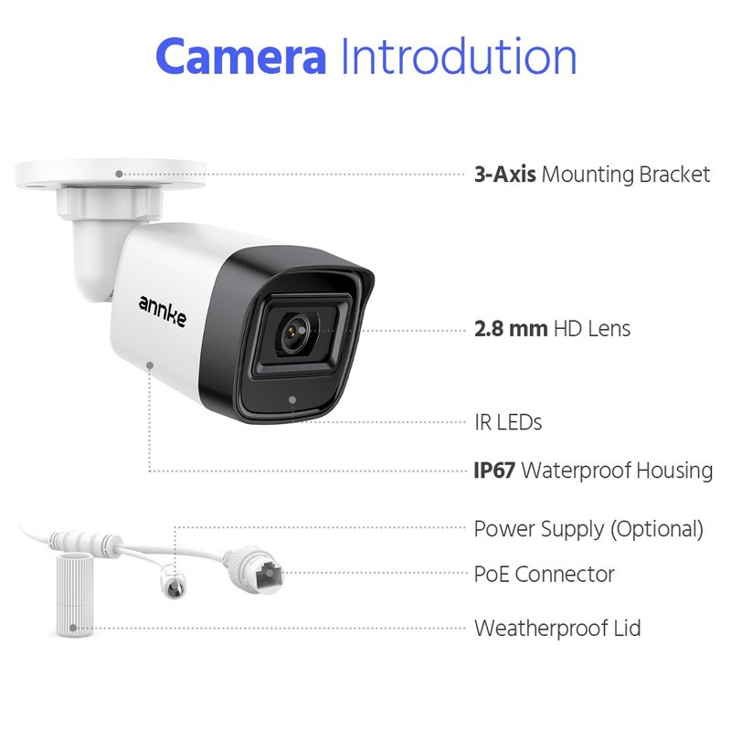 ANNKE C300 2K 3MP Video POE Security Camera EXIR Night Vision Motion Detection