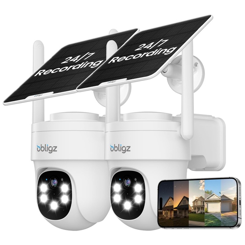Solar Camera Security Outdoor – AOV 24/7 Recording Security Cameras Wireless …