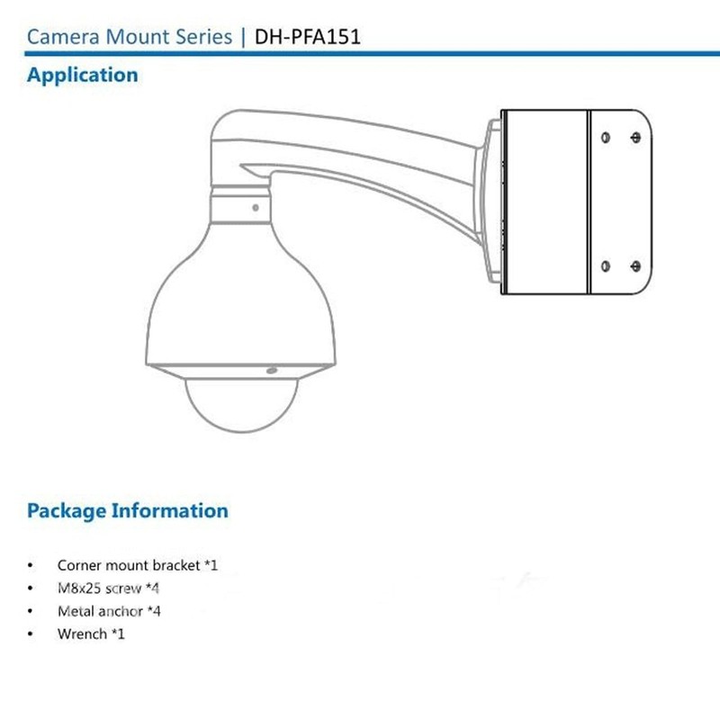 DHPFA151 Aluminum Alloy Corner Mount Bracket Fits Dahua Bullet PTZ Cameras gallery