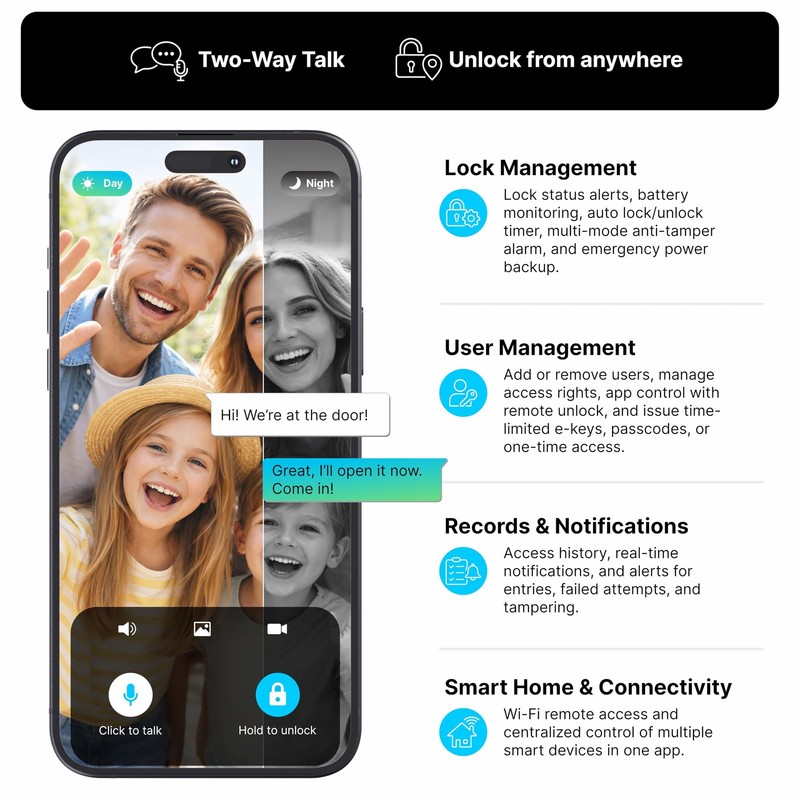 Miko i10 Pro Smart Lock with Camera, Face and Palm Recognition, WiFi 2K Video... gallery