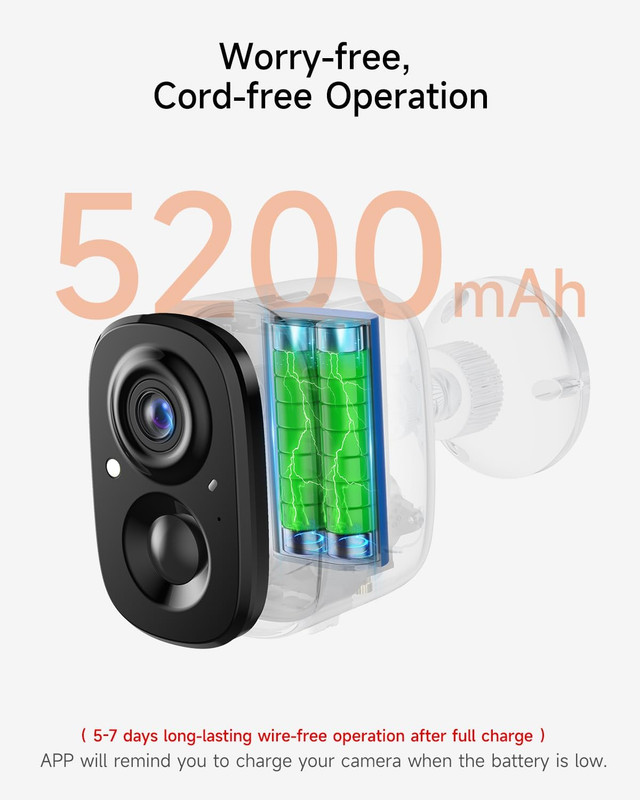 4 Pack 2.5K Security Camera Wireless Outdoor, 2.4G Wifi Battery Powered Outdoor gallery
