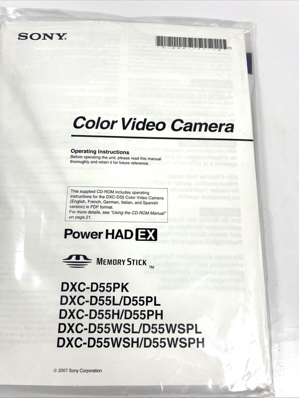 Sony Color Video Camera Operating Instructions DXCAD55PK D55L H WSL SPL PH PL gallery