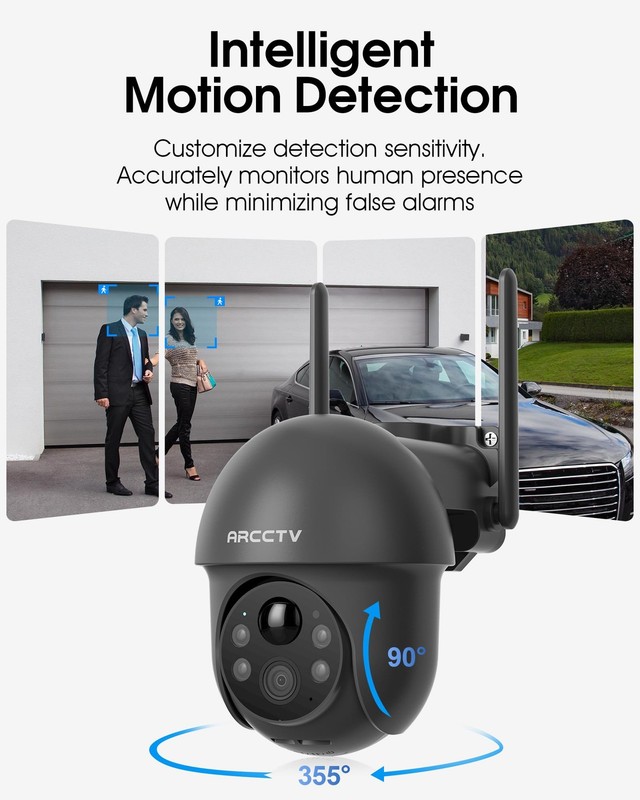 Wireless Solar Security Cameras, 4MP 360° View, Night Vision, 2Way Audio 2 gallery