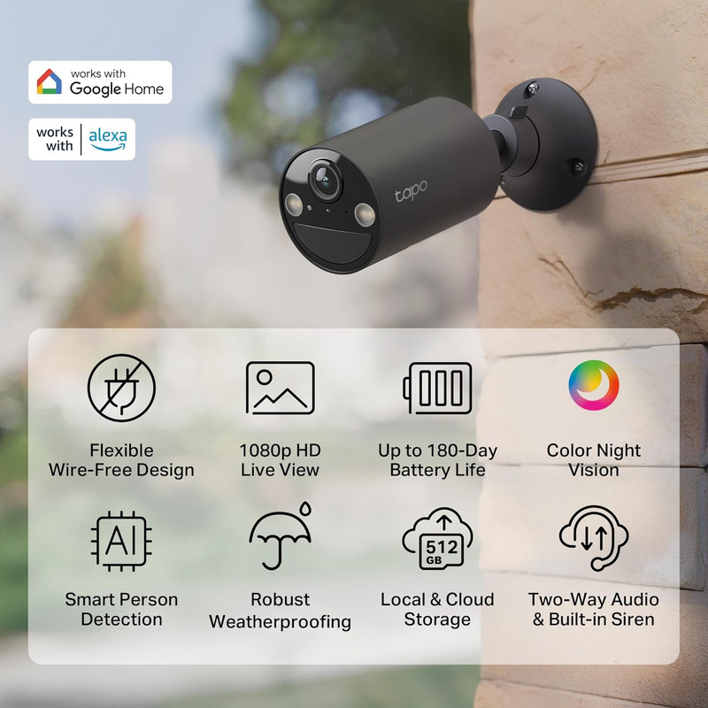 Tapo by Tp-Link Wireless Outdoor Security Camera, 1080P, up to 180 Days Battery gallery