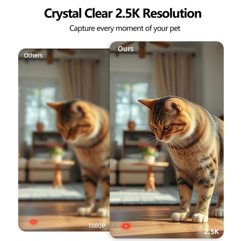 Pet Camera Indoor with Laser Toy 4MP 2.4/5GHz WiFi, 2.5k HD Cat Camera with P... gallery