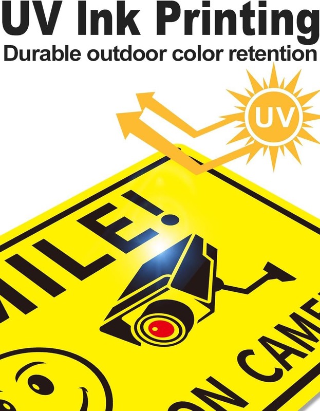 4-Pack Smile You're On Camera Signs 8"x12" Rust Free Aluminum Video Surveillance gallery