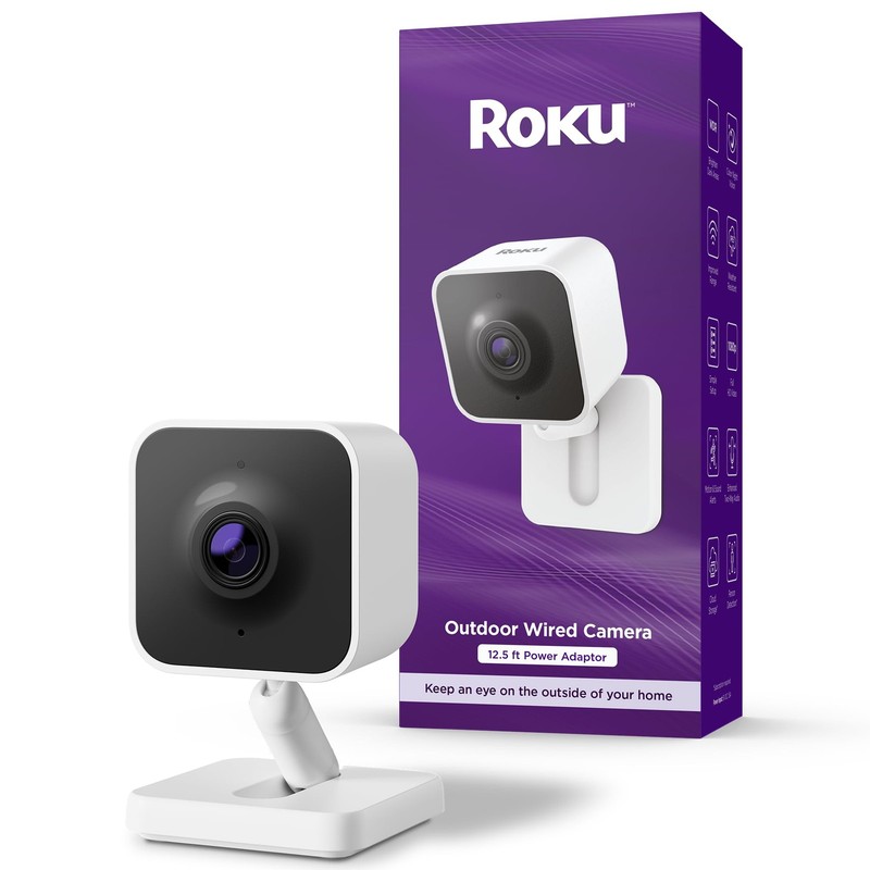 Roku Outdoor Camera Home Security IP65 Weather Resistant Wired