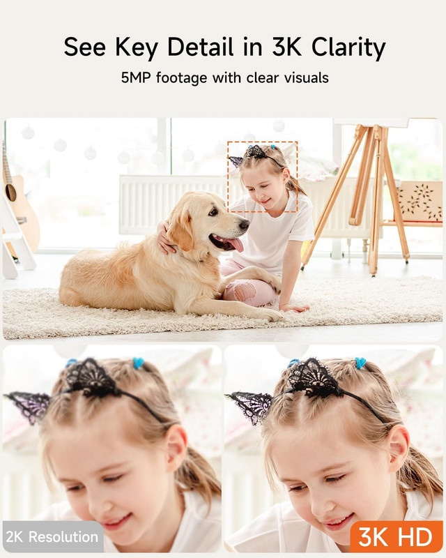 Smart 3K Indoor Dome Security Camera with AI Human/Pet/Facial Detection, 360° Pa gallery