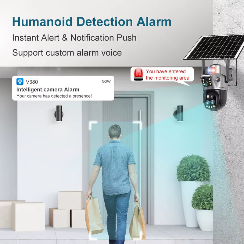 12MP Dual Screen 4G SIM Solar Camera Wifi Outdoor 10XZoom PTZ IP Camera PIR Huma gallery