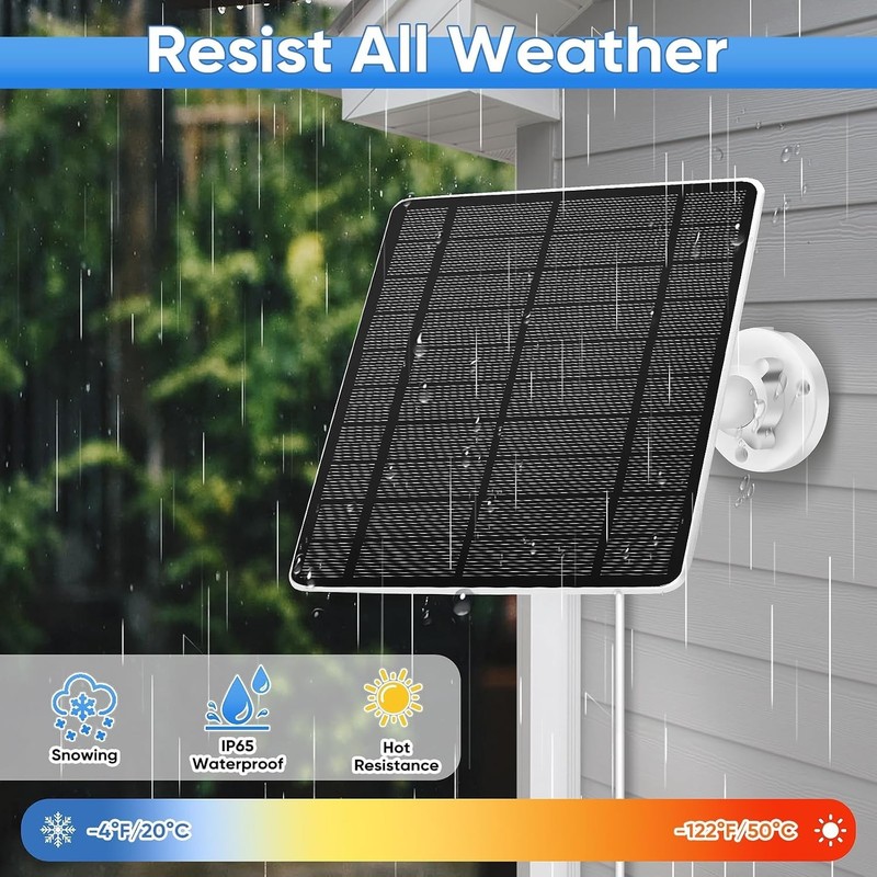 Solar Panel for Ring Camera, Compatible with Spotlight Cam/Pro/Plus Battery, 5W gallery