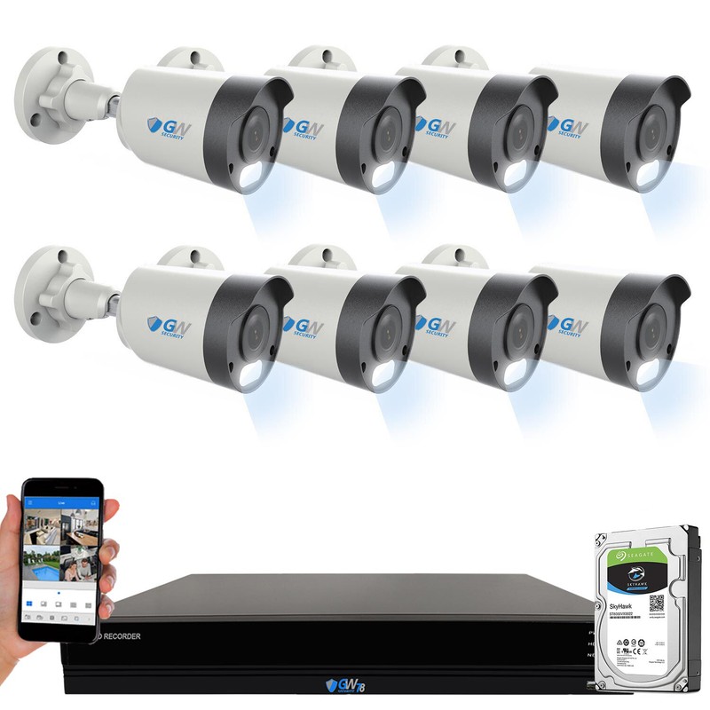 16 Channel 4K NVR 8 X 8MP PoE IP H.265+ AI Starlight Security Camera System