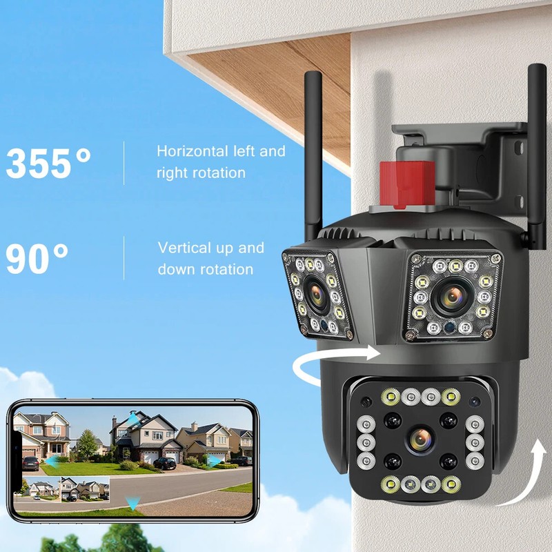 Outdoor Wireless WiFi HD Security Camera 3 Lens Color Night Vision Surveillance gallery
