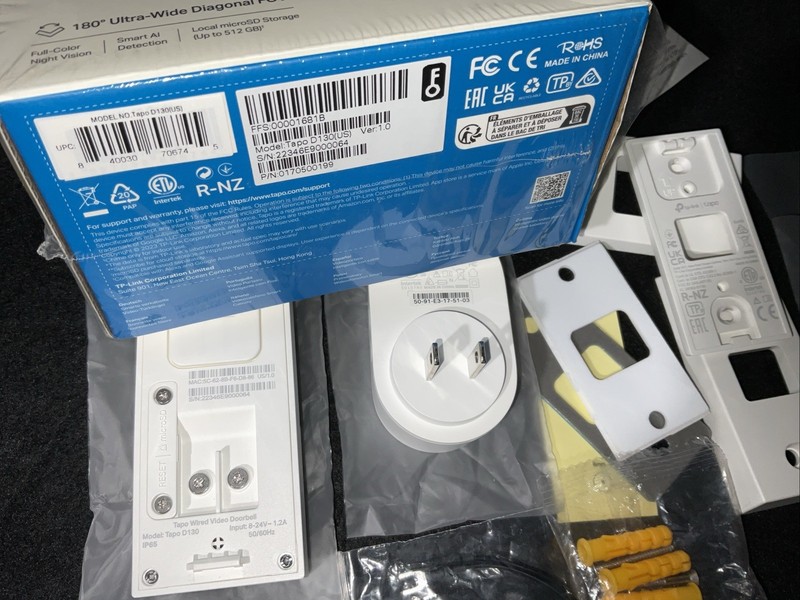 Tapo D130 2K Wired Video Doorbell 180° View Color Night Vision WiFi *FED-EX 2 BD gallery