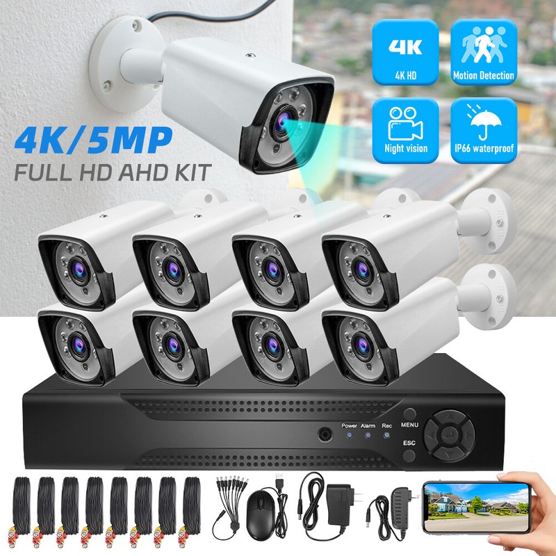 5MP Security Camera 8CH H.265 DVR Kit Outdoor Night Vision Audio Video CCTV