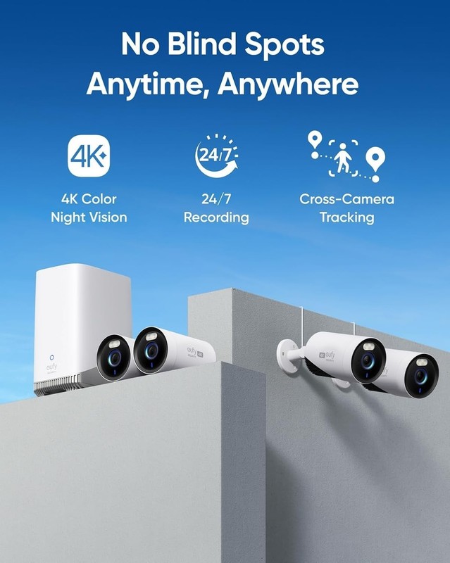 eufy Security eufyCam E330 (Professional) 4-Cam Kit, 4K Outdoor Security Camera