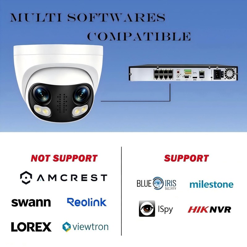 Panoramic 8MP 4K Dual Lens PoE IP Security Outdoor Camera 180 Degree Wide Ang... gallery