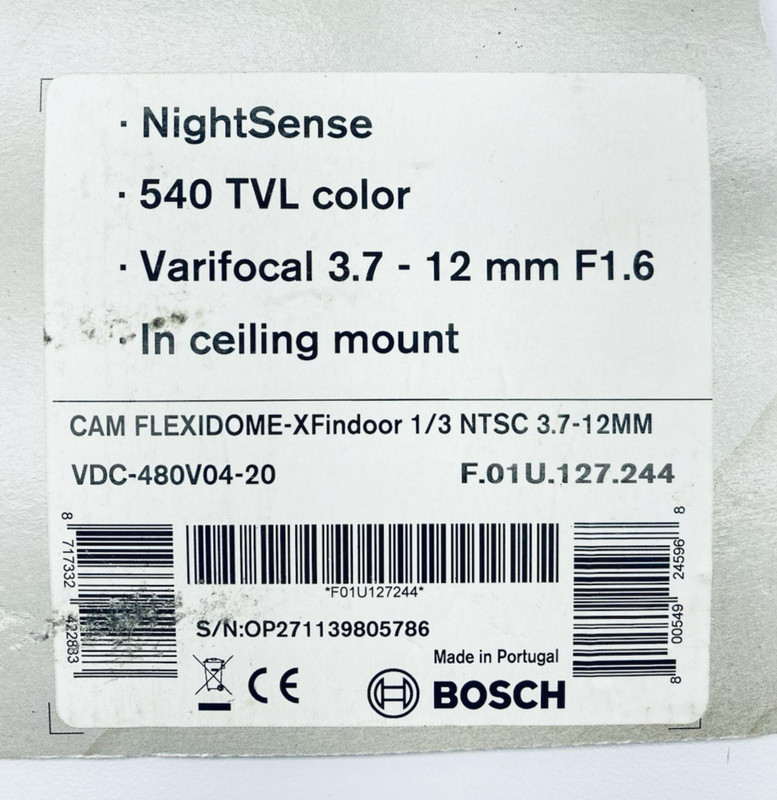 BOSCH VDC-480V04-20 FLEXIDOME XF-Indoor Security Camera 1/3-NTSC 3.7-12MM gallery