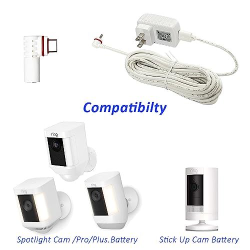 6Ft Charging Cable with Adapter for Ring Camera,Ring Power Cord for Ring Stick gallery