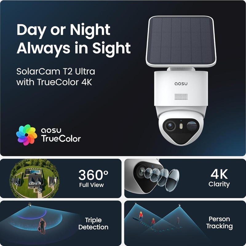 T2 Ultra 4K Security Cameras Wireless Outdoor, TrueColor Night Vision, AI Triple gallery