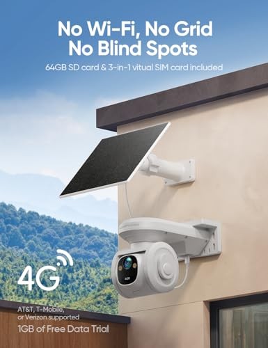 4G LTE Cellular Security Camera Outdoor 2.5K QHD, No WiFi 24/7 Off-white gallery
