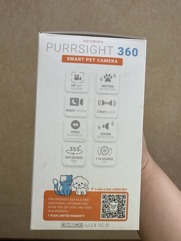 Instachew Purrsight 360 Smart Pet Camera 3MP HD New in Box gallery