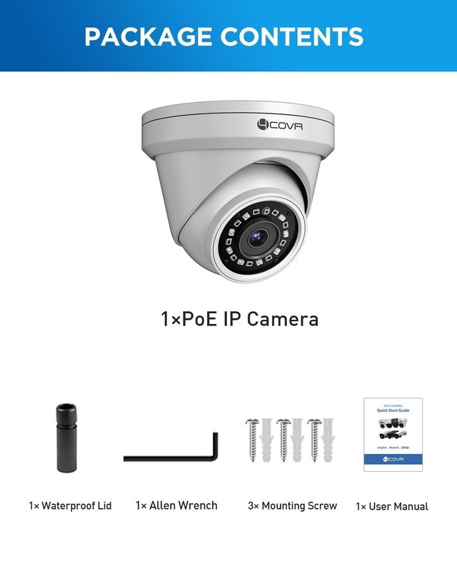 4COVR 5MP PoE IP Outdoor IP67, Wired Surveillance Dome with Smart Human/Vehic... gallery