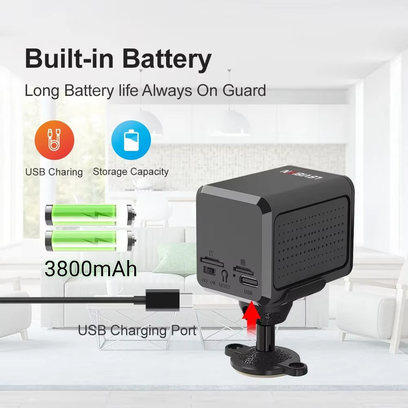 5MP 4G Sim Mini Camera Wifi 3800mAh Battery CCTV Security Camera Intercom PIR De gallery