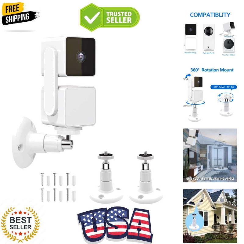 Wall Mount for Wyze Cam Pan V3 and Wyze Cam V4 and V3, 2 Pack 360 Degree Swiv…