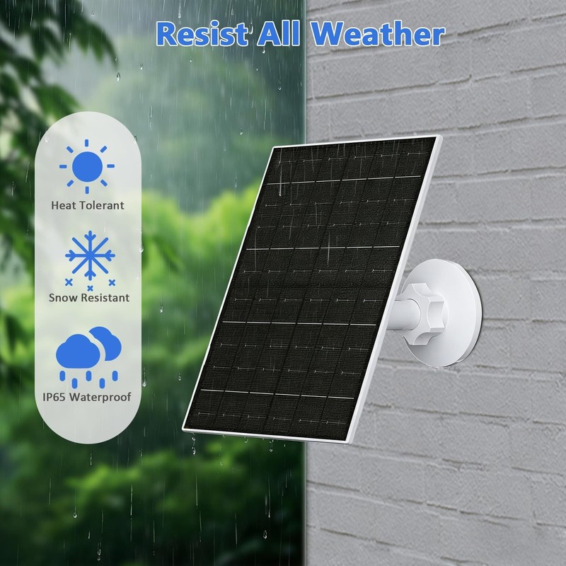 7W Solar Panel for Security Cameras, USB-C Adapter, 7.2FT Cable, IP65 Waterproof gallery