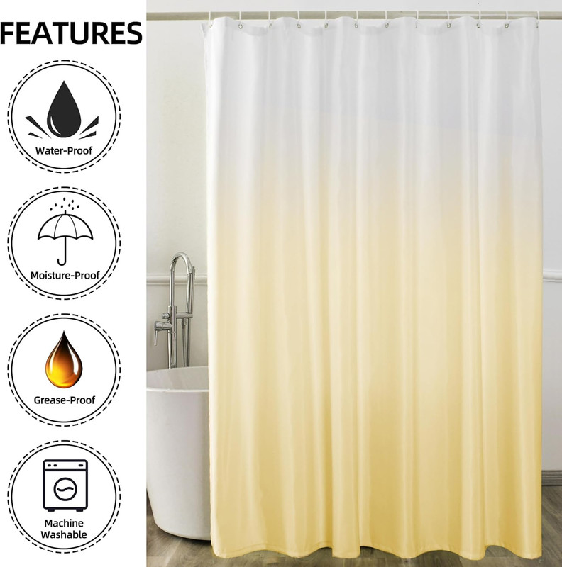 Yellow Ombre Shower Curtain 72x72 inch Modern Fabric with 12 Hooks gallery