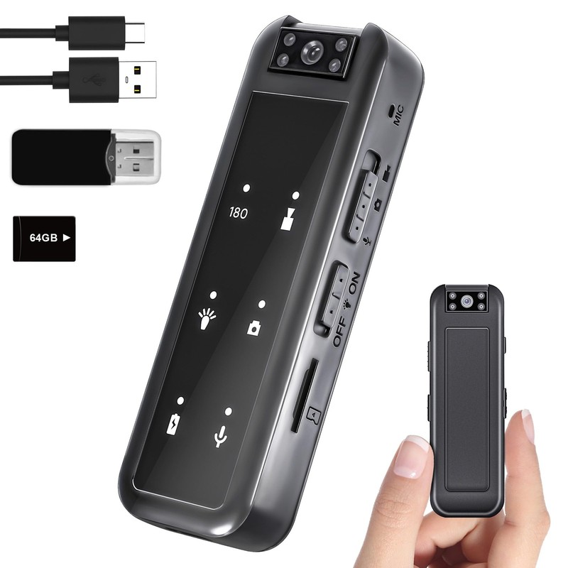 64GB Mini Body Camera,1080P Wearable Patrol Video Recording Camcorder with IR…