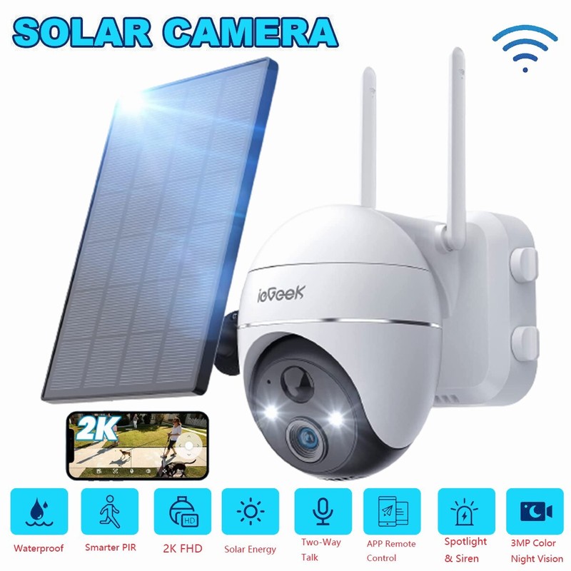 ieGeek Outdoor 360° Solar Wifi Camera Wireless PTZ Home Battery Security CCTV