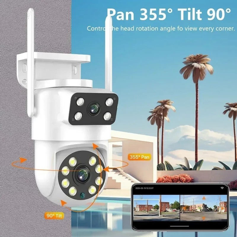 Dual Lens Outdoor Camera Motion Tracking PTZ 4K Tuya Wifi IP Cam Support Onvif gallery