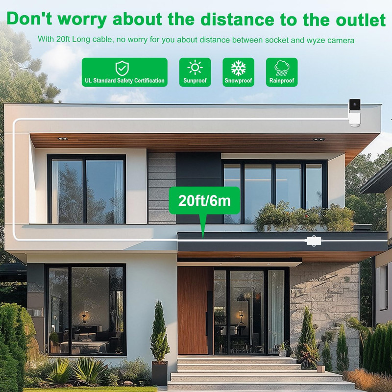 20Ft/6M Outdoor Power Adapter Compatible with Wyze Cam V4/V3,Duo Cam Pan,Wyze Pa gallery
