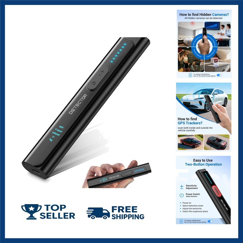 Hidden Camera Detectors 6-In-1 Hidden Bug and Camera Detector GPS Tracker Detect