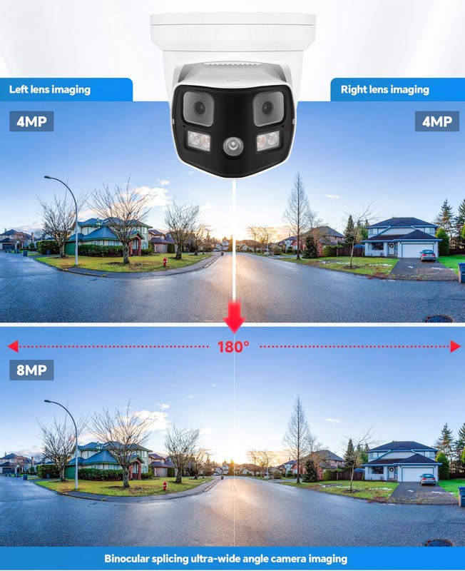 8MP 4K Dual Lens Poe IP Security Camera 180 Degree Panoramic Wide Angle, Full... gallery