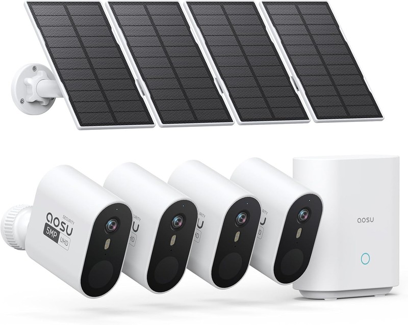aosu Solar Security Cameras Wireless Outdoor 3K 166° Wide