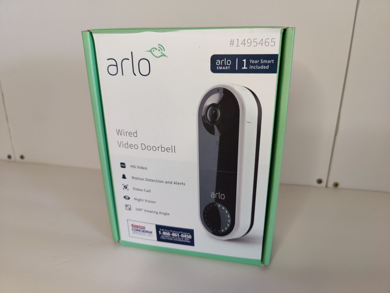 Arlo Wired Video Doorbell HD Video 180 Viewing Angle AVD1001-1CCNAS - White gallery