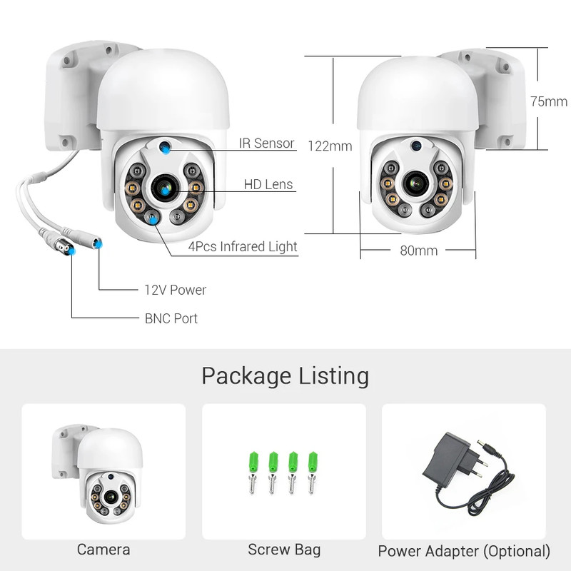 HD 1080P AHD Mini Speed Dome Camera 3.6MM Lens 30M IR Nightvision IP66 Waterproo gallery