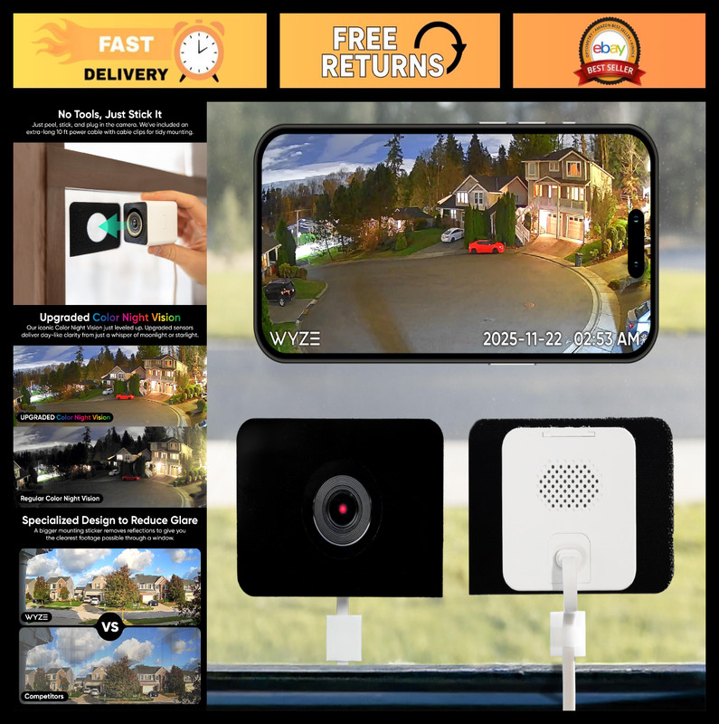Indoor HD WiFi Security Camera – Color Night Vision, Motion Detection, 24/7 Reco