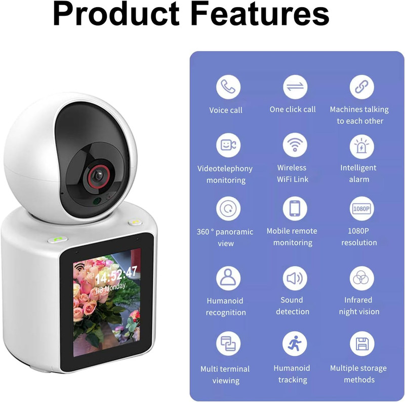 Two Way Pet Camera with 2.8 Inch HD Screen, 1080P Video Calling Camera for Indoo gallery