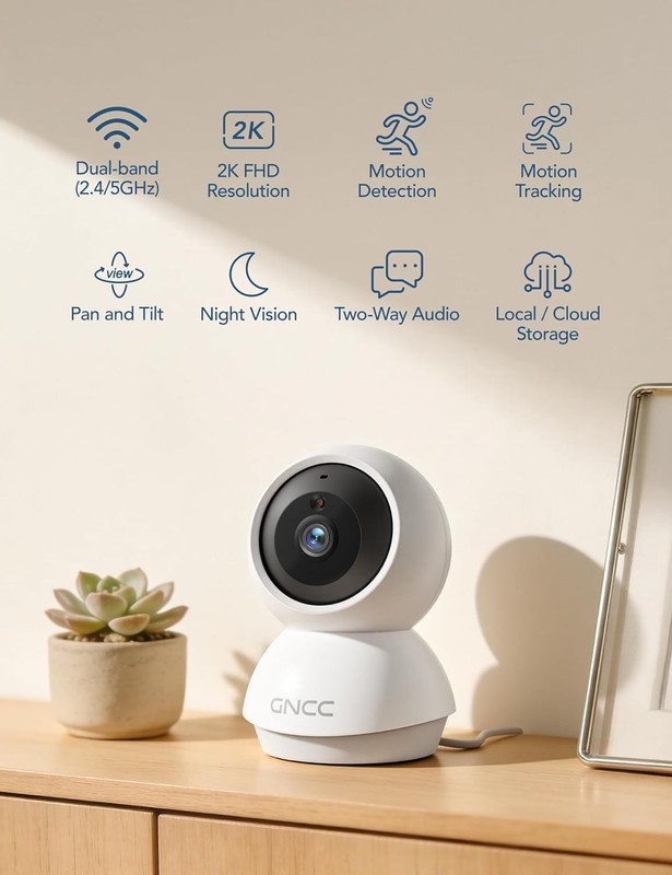 2K WiFi Cameras for Home Security, Security Camera Indoor, Baby/Pet Camera wi... gallery