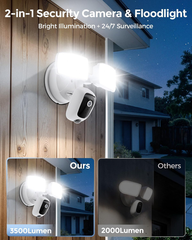 2K Hardwired Floodlight Camera with Night Vision & 2-Way Audio, Alexa Compatible gallery