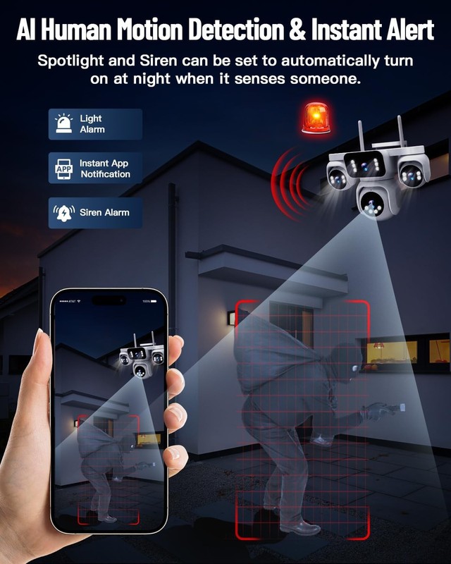 4 in 1 PTZ Security Camera 8MP Quad View 16X Zoom gallery