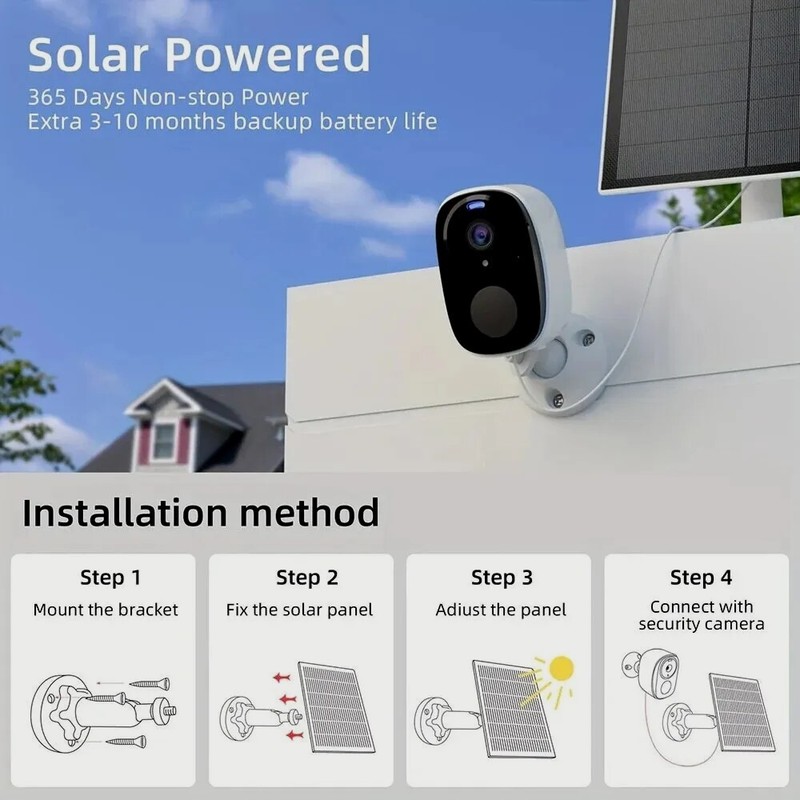 Wireless Camera Wifi Outdoor, Solar Powered Security Waterproof IP CCTV